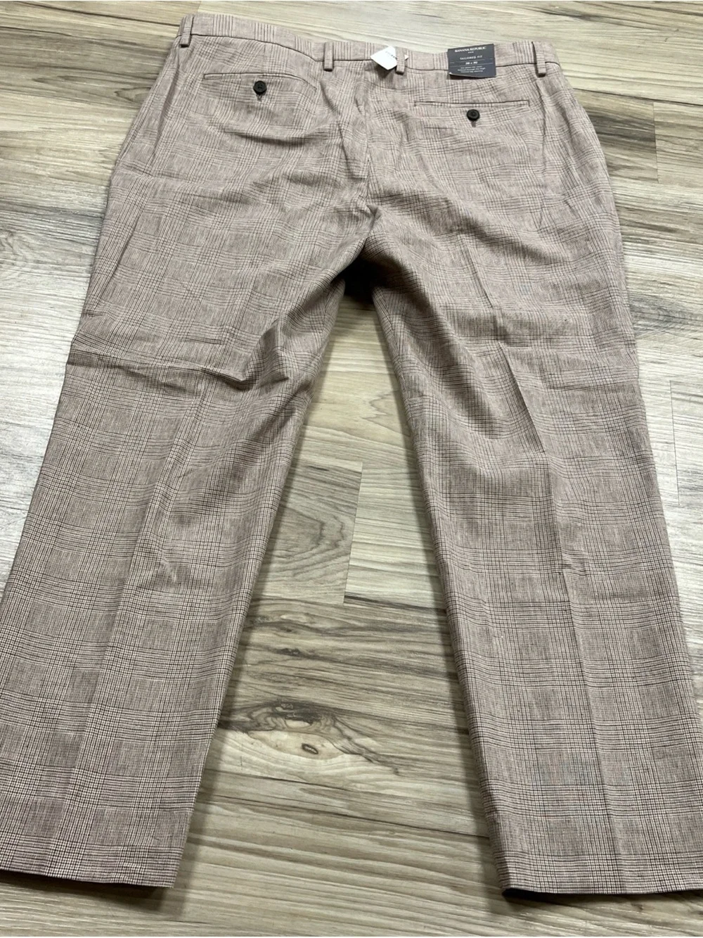 Banana Republic Tailored Fit Trousers Pants Brown Tan Glen Check 38x30 NWT $170